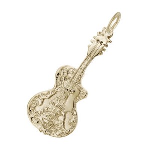 Authentic Detailed Guitar Charm by Rembrandt 10K or 14K Gold or Sterling Silver
