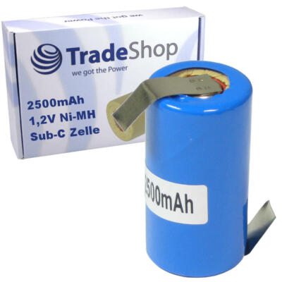 Akku Zelle Sub-C 2500mAh 1,2V Ni-MH Batterie für Werkzeugakkus/Modellbau