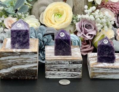 Natural Purple Lepidolite Top polished Towers Free ship 