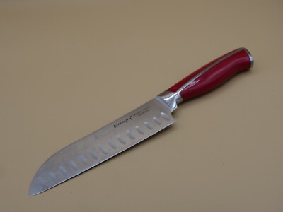Emojoy HRC55+2 18CM-8 Santoku Knife 7'' Blade Full Tang German Steel Red