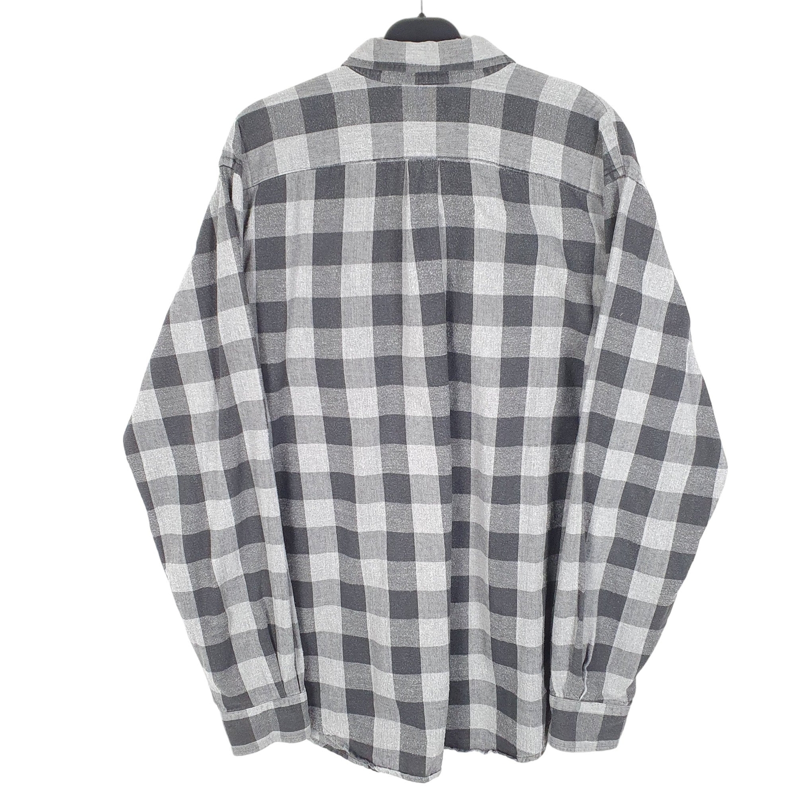 LANDS END Grey Check Shirt Flannel Overshirt Shacket Tall Long Sleeve Mens L image 3