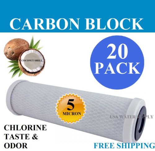 20 PACK 10" Carbon Block CTO COCONUT SHELL Filter Cartridge 5 Micron - 第 1/1 張圖片