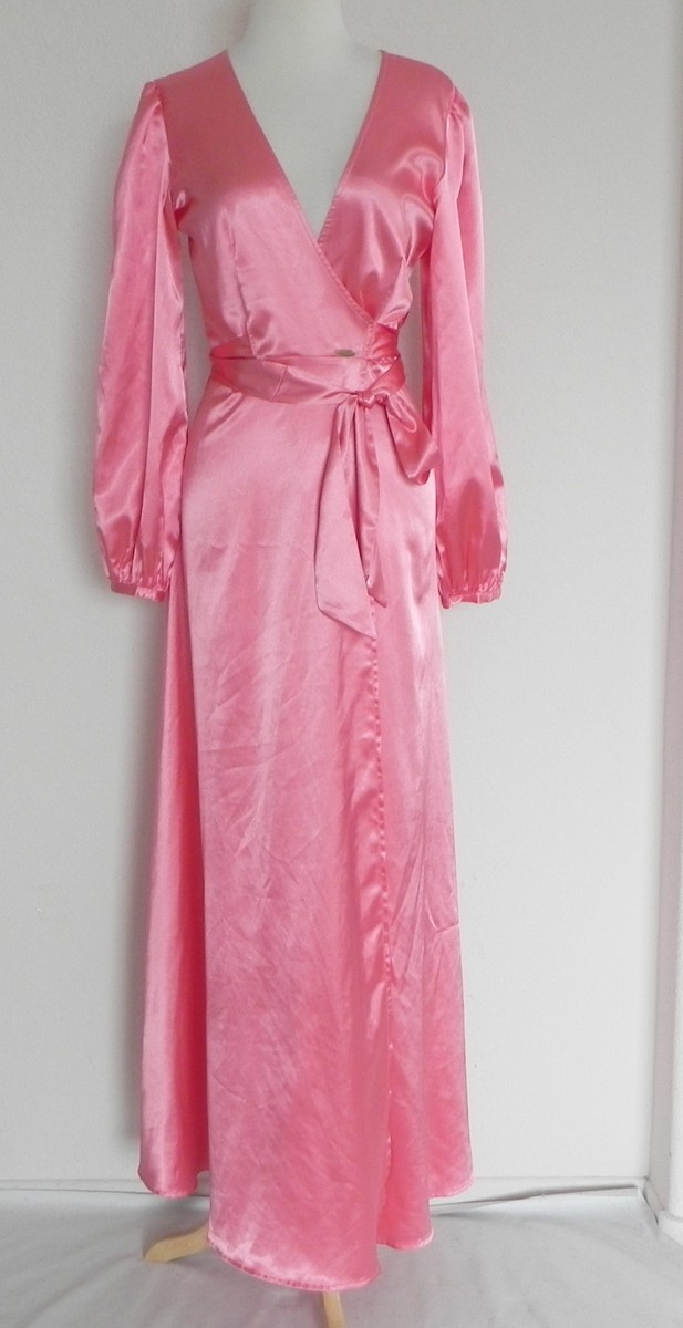 Black Cake by Erika Ann Mark RARE Maxi Robe/Patio Dress Satin Pink