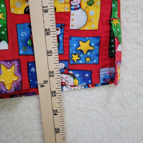 Christmas Scrub Top Women's Snowmen Santa Holiday Snowman Winter Pre-owned READ - Picture 7 of 14