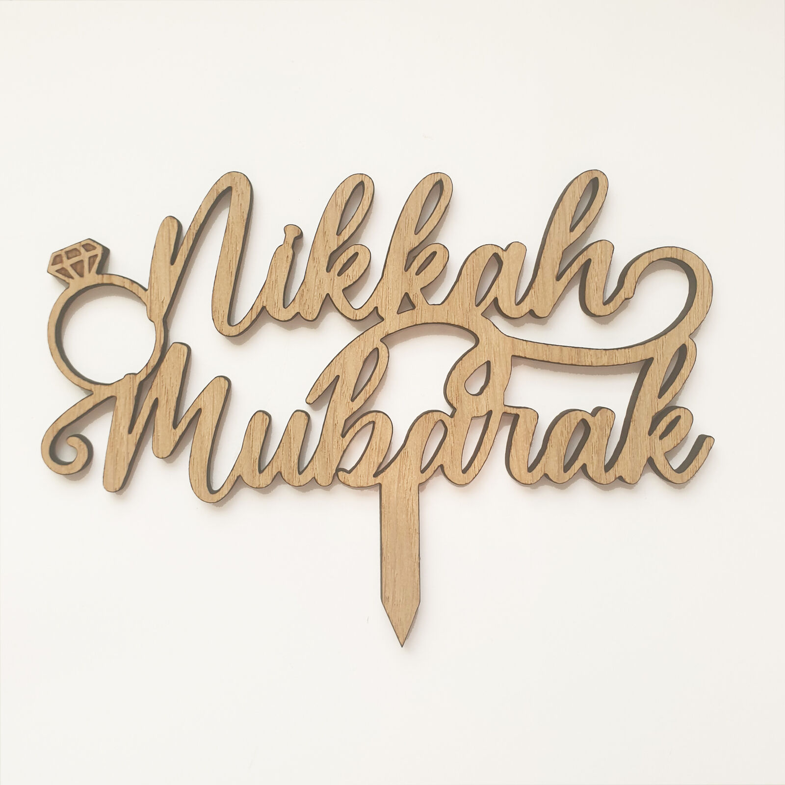 Nikkah Mubarak - Wooden Cake Topper Oak Asian Engagement Wedding Nikah  Celebrate