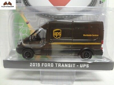 Modèle Réduit Ford Transit Fourgon Toit Haut UPS 2019 Greenlight 1/64 - Édition Limitée