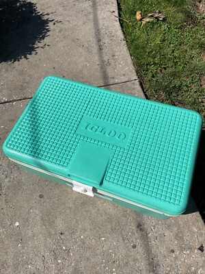 Rare Vintage 1960s Igloo Cooler Large 48 QT Teal Ice Chest Picnic