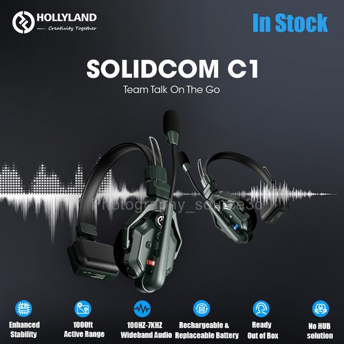 Hollyland Solidcom C1 Pro 1100ft Full Duplex Wireless Intercom Headset System