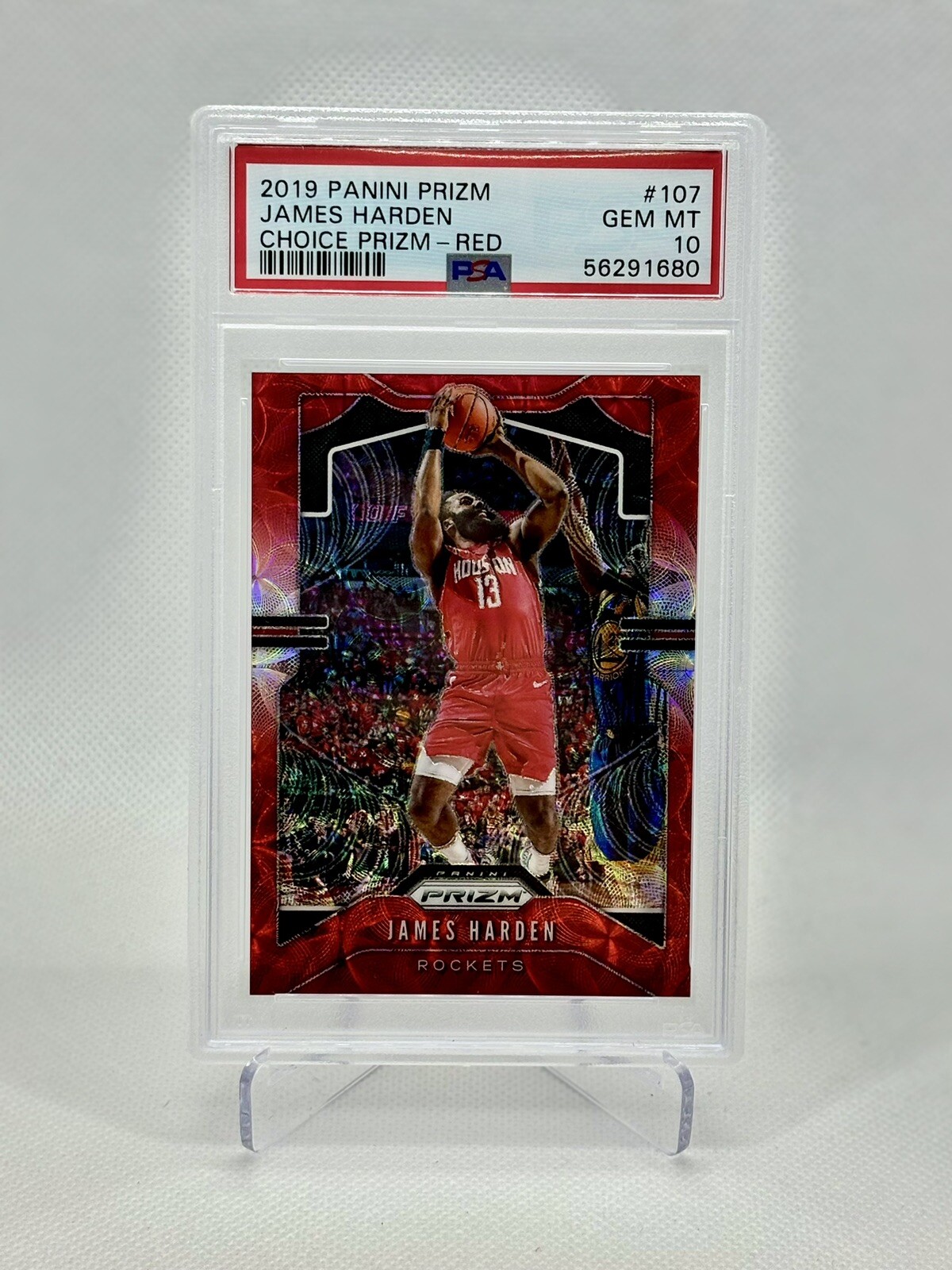 2019 Prizm #107 James Harden Choice Prizm Red #/88 PSA 10 Rockets Pop 10