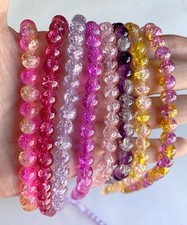 Glass Beads for Bracelet Making 8mm Round Crackle Mix 2 tone 3 lb BULK