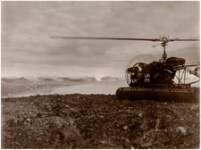 Bell 47G Helicopter UR-25 in North Pole Mountains US Army 1950s Vintage Photo