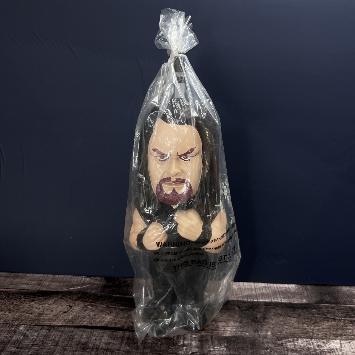 VTG 2001 WWF WWE Big Head UNDERTAKER 3D Big Sipper Water Bottle W