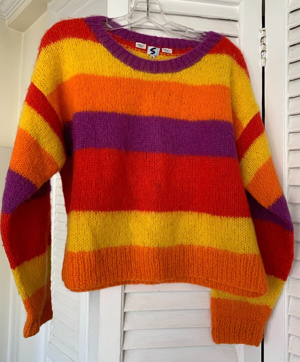 S (Stephen Sprouse) Rare Hand-Knit Multi-Color Women's Mohair