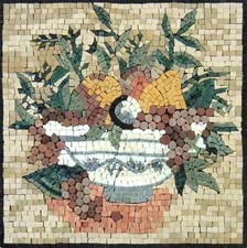 FRUITS TILES ART - Simple Flower Mosaic Marble Tile Wall Art - Nature Wall Art