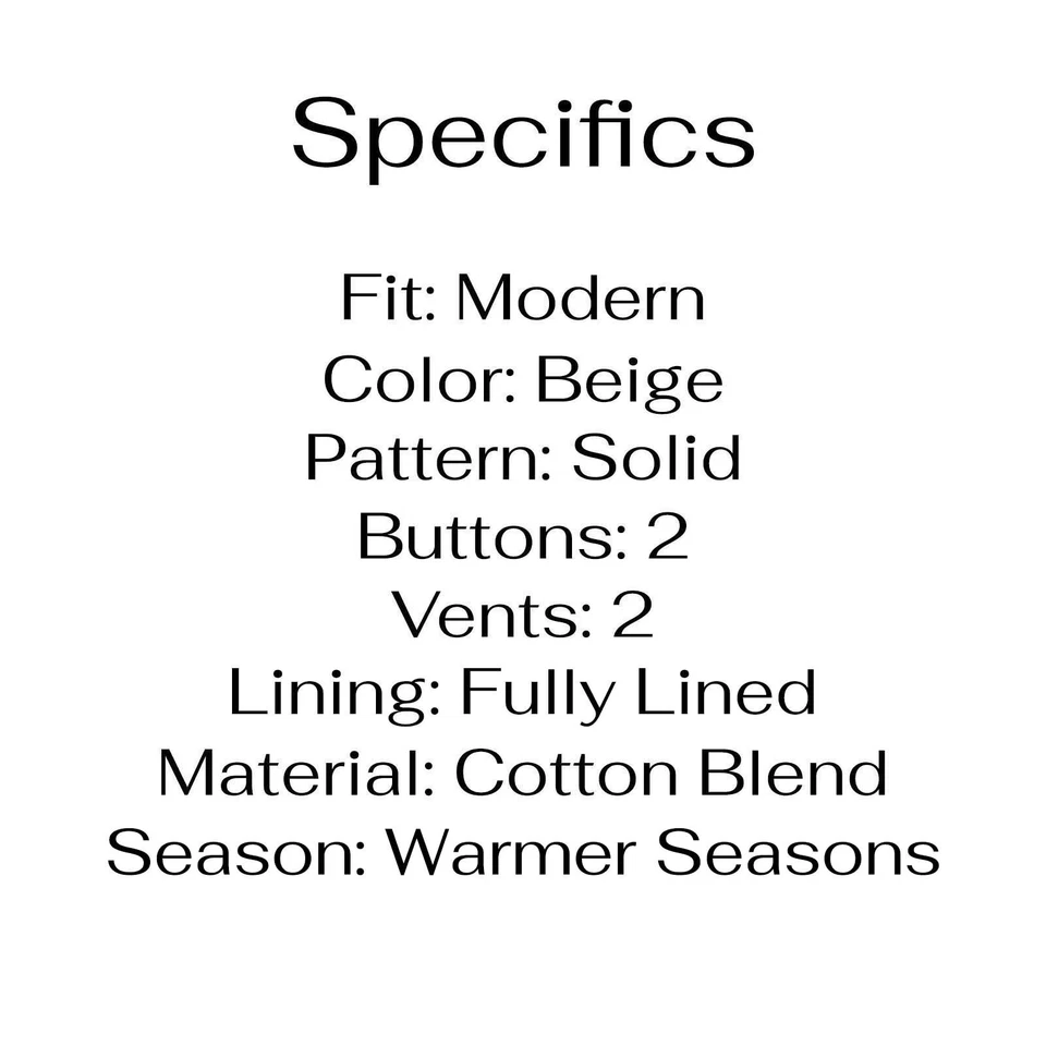 Alexander Julian 44R бежевый Sport пальто Blazer куртка твердого 2B хлопок - Изображение 4 из 4