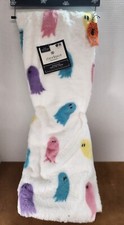 Storehouse Ghost Pastel Colors on White Halloween Faux Fur Throw Blanket 50x70