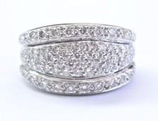 Platinum Round Cut Diamond 6-Row Pave Band Ring 1.00Ct