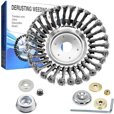 8'' Weed Brush Steel Wire Trimmer Wheel Garden LawnMower Grass Cutter Head Tool