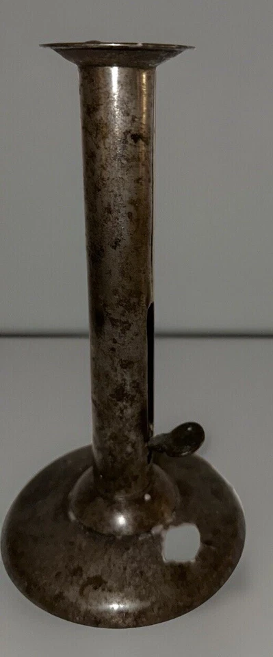 Primitive Hog Scraper Candlestick Side Push-Up Ejector 7” Candle Holder Antique - Image 2 of 4