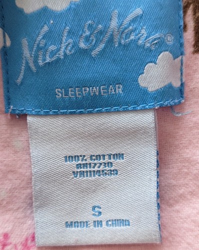 NICK & NORA Pink Pajama Top Cotton Sleep Shirt Sm Snowman Pockets Nostalgic - Picture 3 of 13