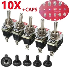 10 Set Waterproof Toggle Flick Switch 12V ON/OFF Car Boat Dash Light Metal SPST