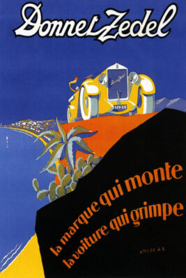 DONNET ZEDEL AUTOMOBILE THE CAR TO CLIMB MOUNT FRENCH VINTAGE POSTER REPRO