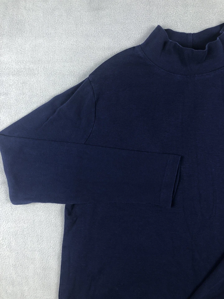 Camiseta Kim Rogers Mujer L Manga Larga Azul Marino Cuello Simulado Algodón Foto 3 de 4