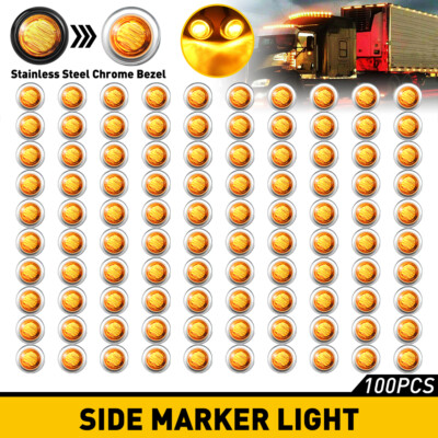 20/50/100PCS LED Marker Lights 3/4'' Truck Trailer Side Lamp With Stailness Base