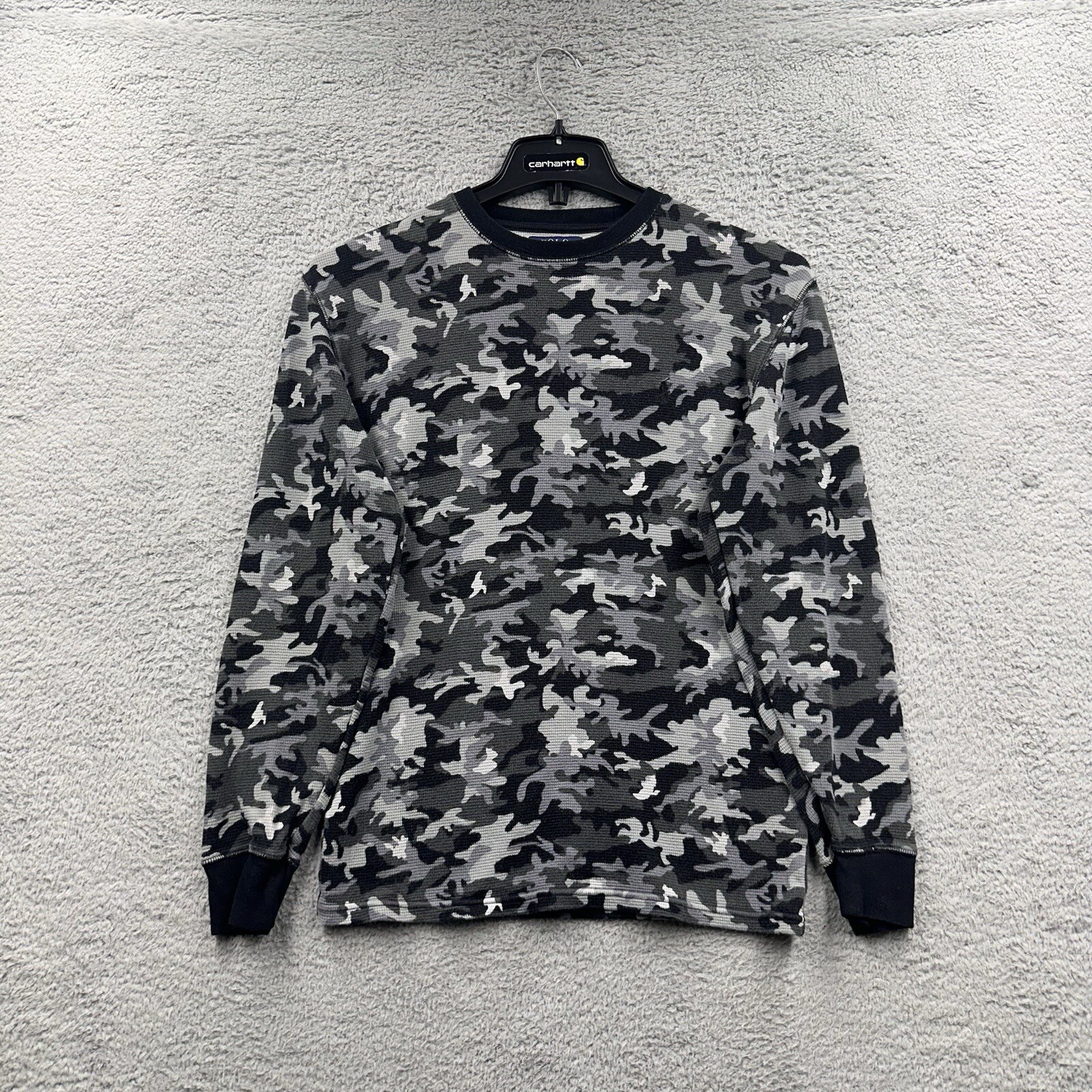 VINTAGE Polo Ralph Lauren camicia uomo media nera waffle maglia termica mimetica pony