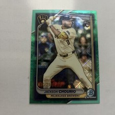 Jackson Chourio RC 2024 Bowman Chrome Mega Aqua Mojo /299 SP Milwaukee Brewers 