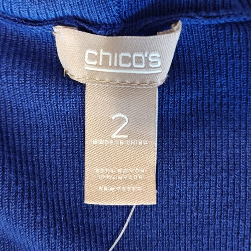 New Chico's Festive Fringe Cardigan Sweater Women's Large Blue Open Front Collar - Picture 4 of 5
