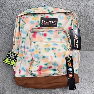 Trans by JanSport Tie Dye Laptop Backpack Multi Color Floral 15 Inch Sleeve NWT