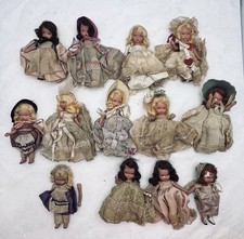 Lot Of 13 Vintage Nancy Ann Storybook Dolls Frozen Leg, Original Clothing 