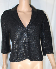 Elie Tahari jacket medium black sequin 2-button, 3/4 sleeve NWT valued 648 