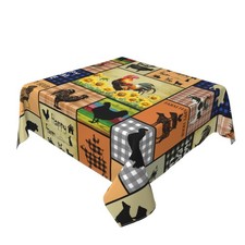 Farmhouse Rooster Square Table Cloth - Farm Animal Tablecloths Hen Chicken Ca...