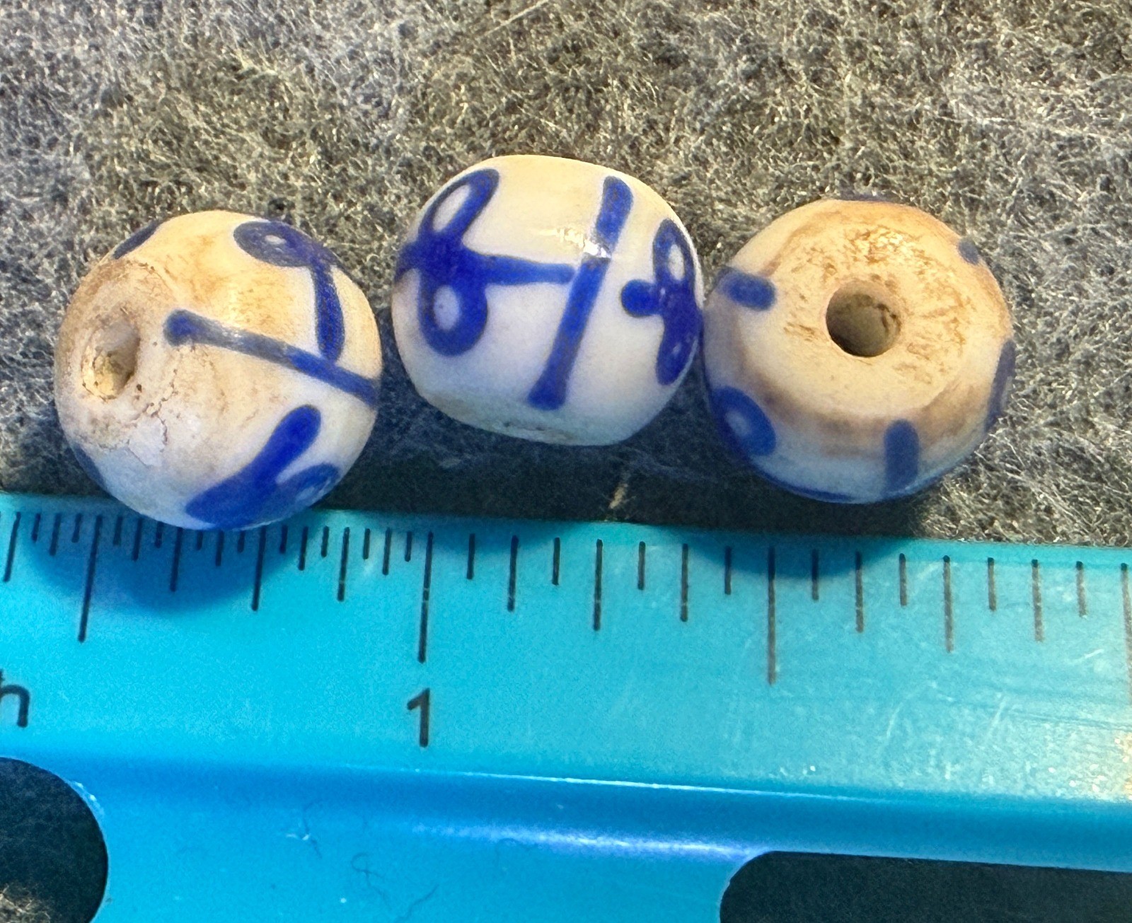 3 Huron Blanket Beads Venetian Glass Fur Trade Era 1700's First Trade Beads!