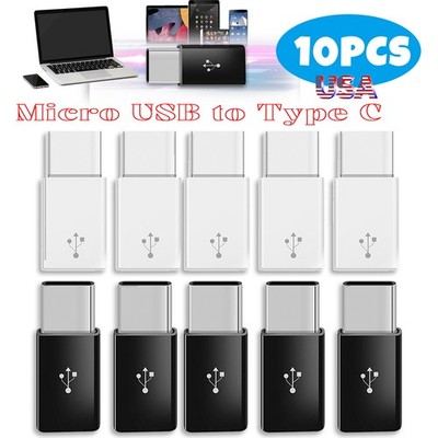 10 Pack Adapter USB (Micro USB to Type C) Converter Connector USB 3.1 to USB 2.0