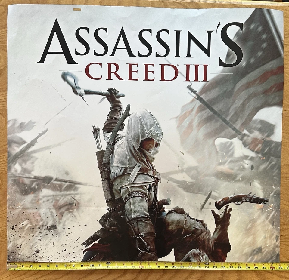 LARGE Assassin's Creed III 3 PROMO GameStop 33" x 31" Double Sided Poster - Image 2 of 3