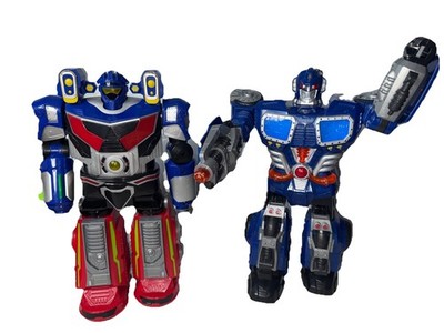 Happy Kid Toy Group Light up Walking Talking Robot Transformer Figures EUC Work