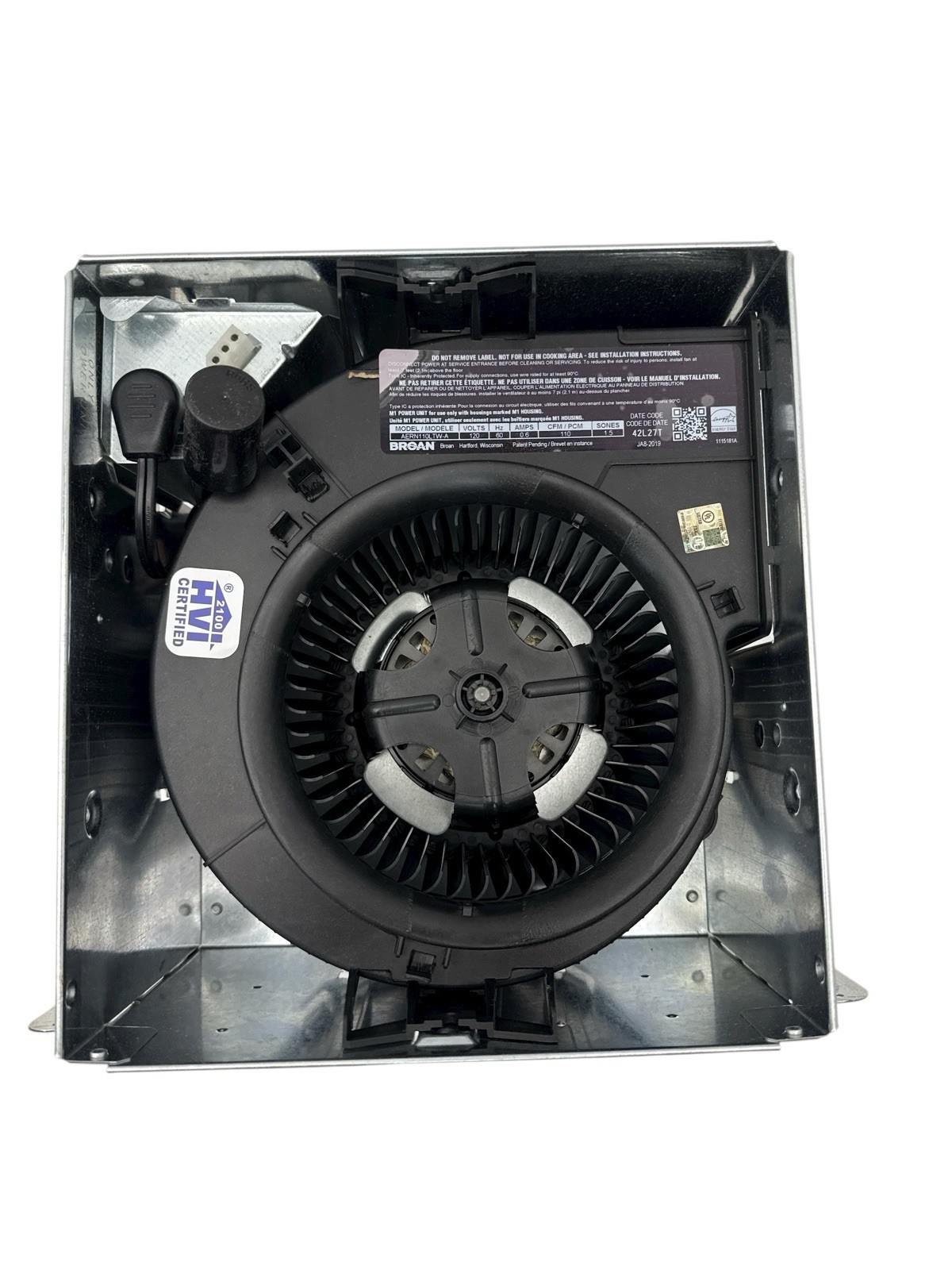 Broan NuTone 110 CFM Ceiling Bathroom Exhaust Fan LED Light AERN110LTW (OB)