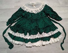 Vintage Martha's Miniatures We're Fussy Green Taffeta Girls Dress Size 5 READ