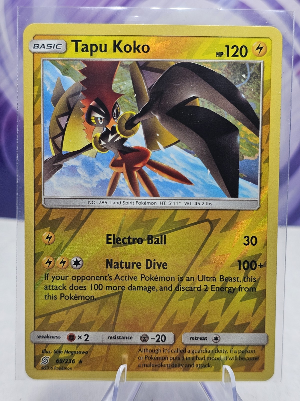 Pokemon TCG Tapu Koko Sun & Moon Unified Minds 69/236 Reverse Holo Rare Card