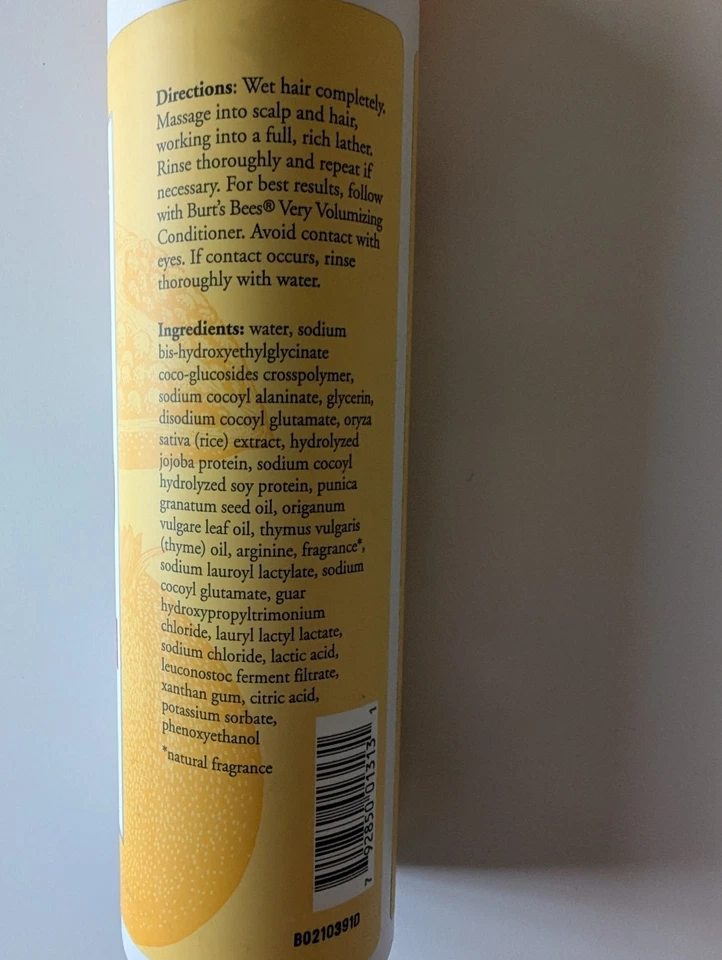 NUEVO Champú Burt's Bees Granada Muy Voluminizador 10 fl oz Nuevo Foto 2 de 3