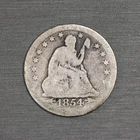 1854-O 25c Seated Liberty 90% Silver Quarter 1854 O New Orleans Mint - Scratched