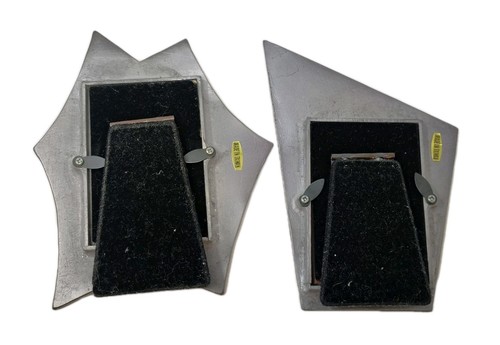 VTG Silver Metal Geometric Abstract Mini Photo Picture Frame MCM Brutalist Set 2 - Picture 7 of 11