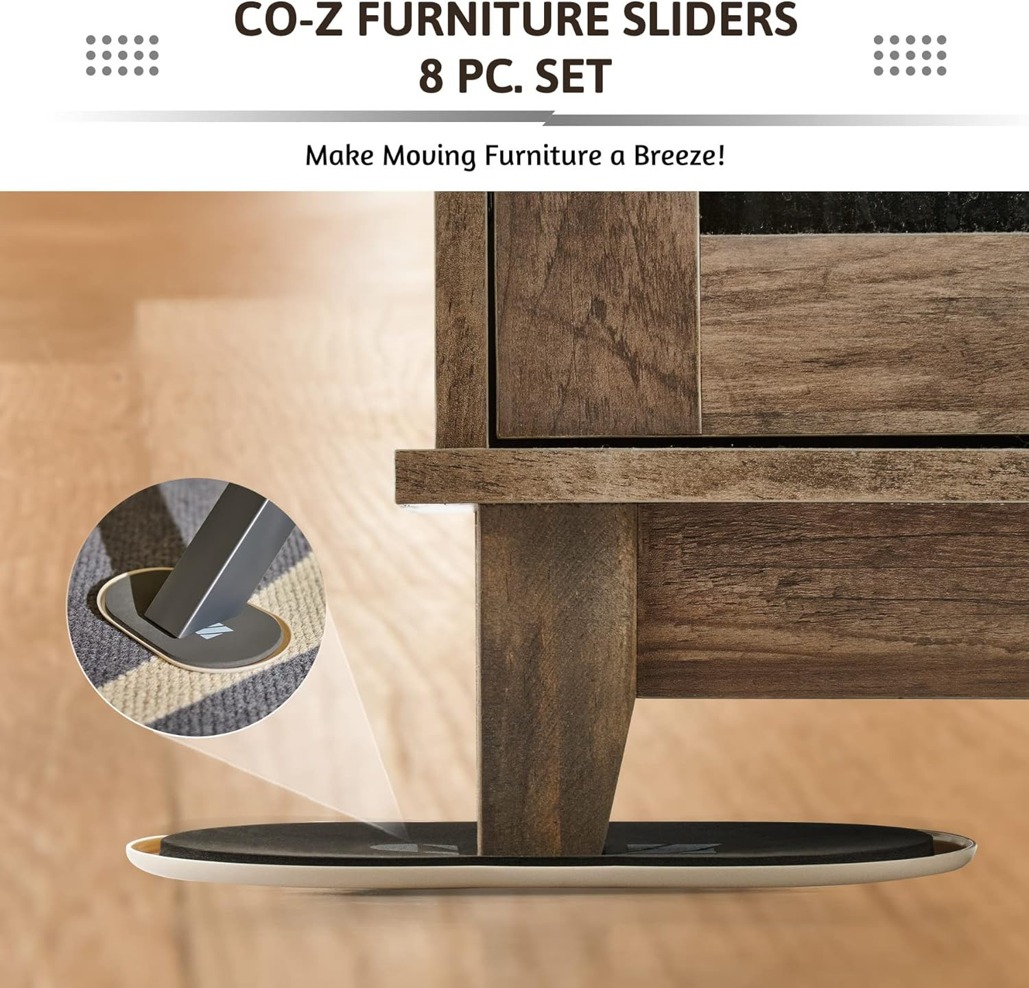 Large Furniture Sliders - 8 Pack, 6" x 9 1/2" Oval Reusable Furniture Sliders fo