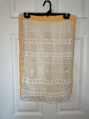 Women s Medium Potters Pot Crochet With Orange Trim Pencil Skirt
