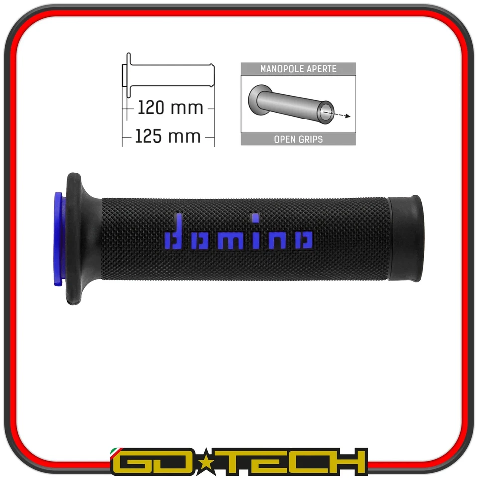 Poignées Domino A010 Moto Scooter Stradales Noir Bleu ON ROAD RACING Perforées - Photo 2/2