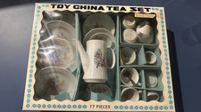 Vintage 17-Piece Toy China Tea Set Made in Japan w/ Original Box Bird Floral