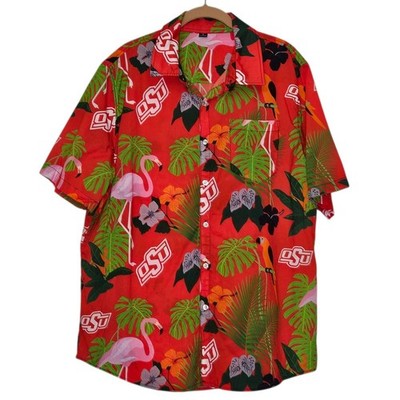 OSU Cowboys Oklahoma State Hawaiian Shirt Men's XL Flamingo Palm Tropical